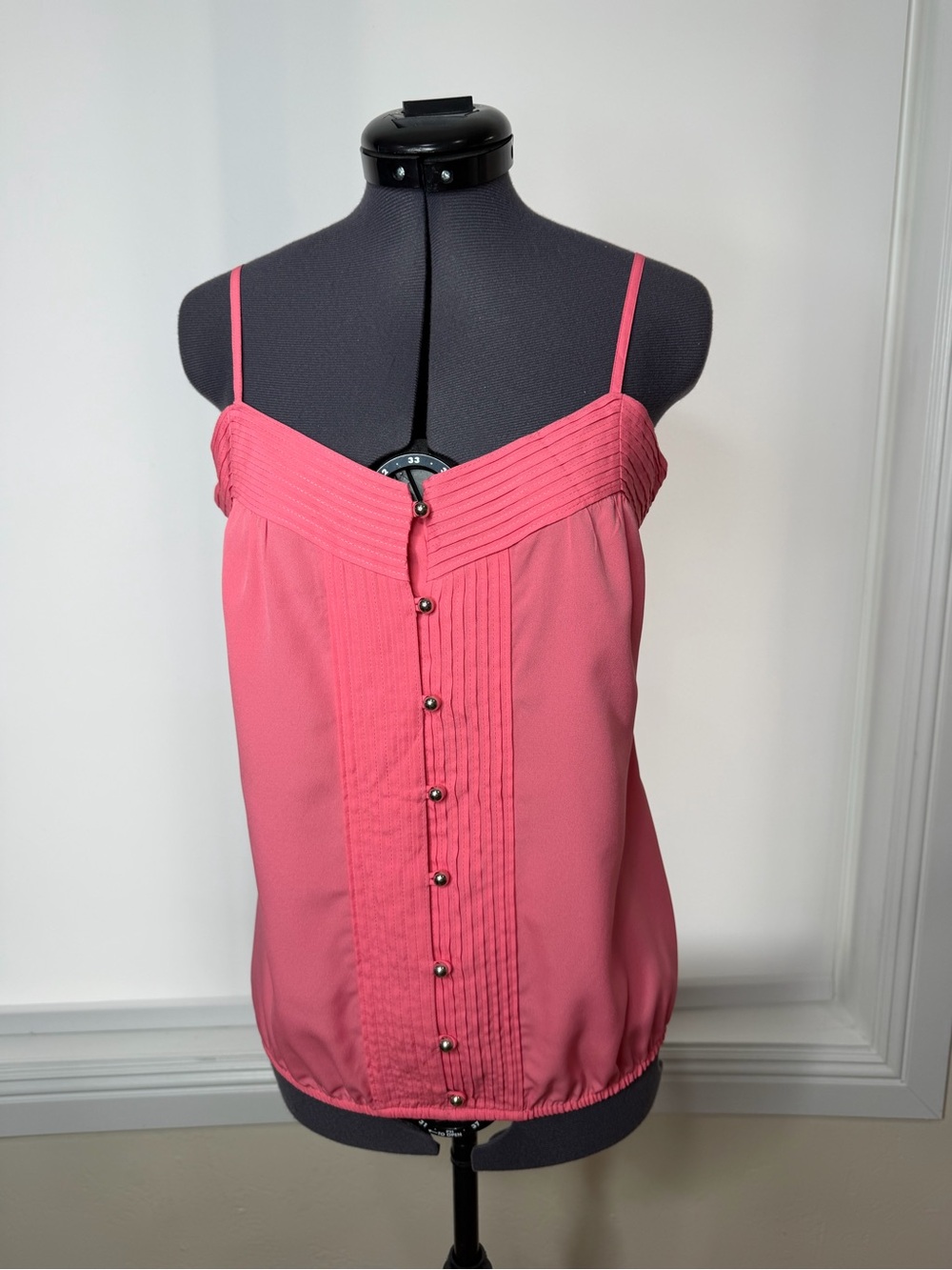 Banana Republic Coral Pink Pintuck Button-Front Cami